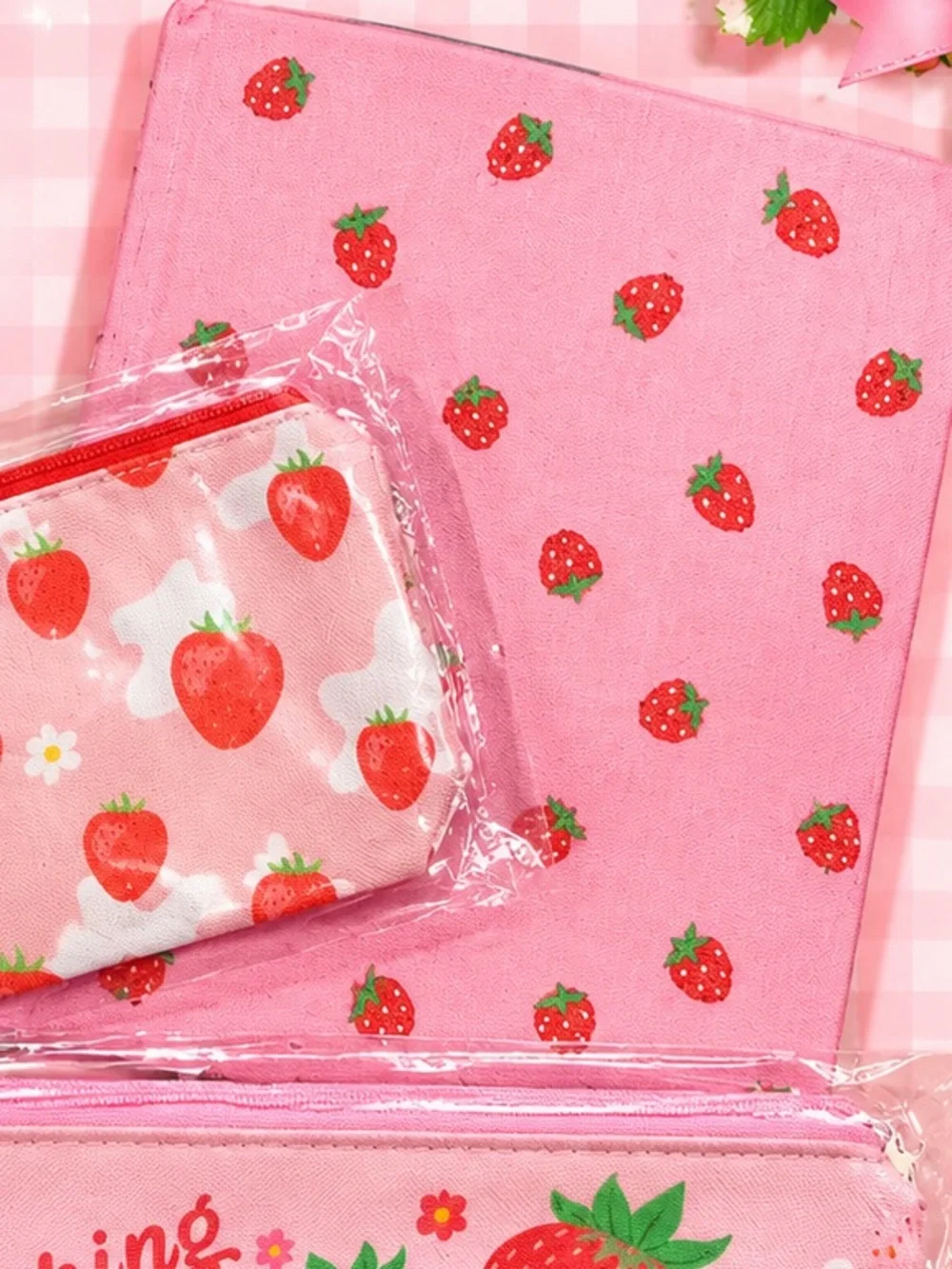 Strawberry Pencil Cases and Notebook Set